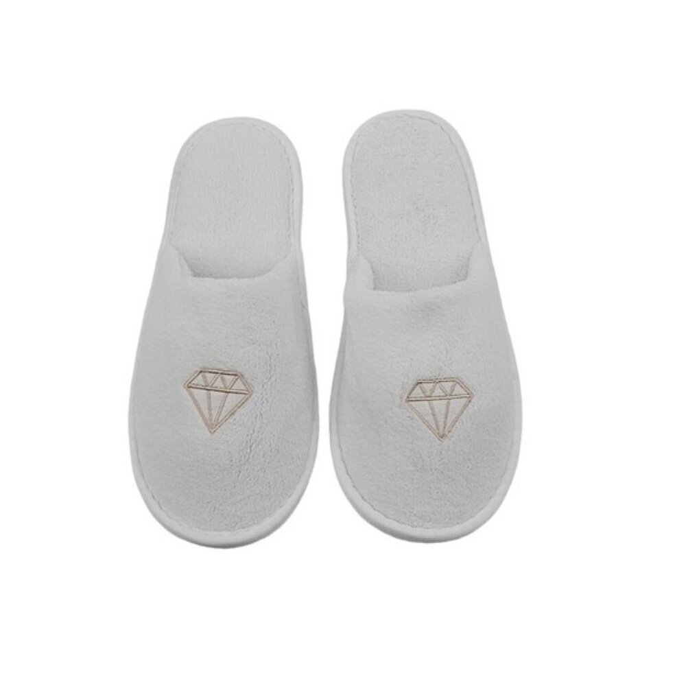 Miss to Mrs White Spa Slippers Bride-To-Be With Diamond‎ Embroidery